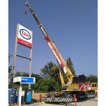 Crane Rental for Company Sign Installation in Cha-am - รถเครนให้เช่า หัวหิน ชะอำ เพชรบุรี - บุญเกิดเครน ขนส่ง