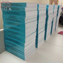 งานเข้าเล่มพับครึ่งแบบญี่ปุ่น ปริ้นขาวดำลงปก+เคลือบปก มีTextที่สัน