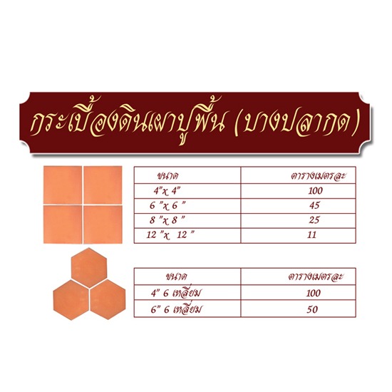 กระเบื้องดินเผาปูพื้น (บางปลากด) กระเบื้องดินเผาปูพื้น  