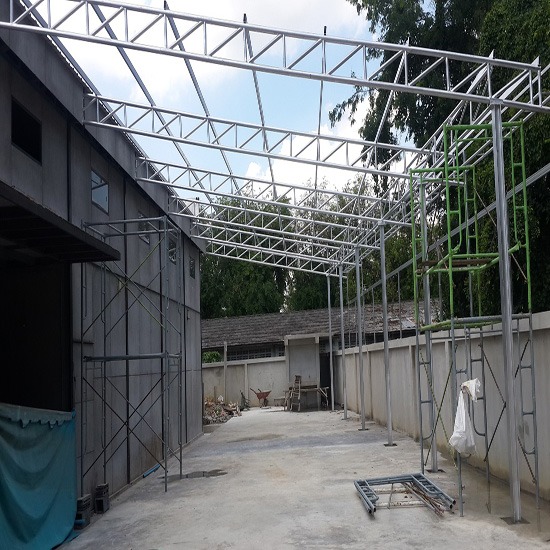 งานต่อเติมโกดัง รับเหมาก่อสร้าง  ก่อสร้างอาคารโครงเหล็ก Steel Structure   งานมุงหลังคา      รับเหมาต่อเติมอาคาร  ระบบไฟฟ้า  วางระบบไฟฟ้ากำลัง    ระบบป้องกันฟ้าผ่า    ระบบสัญญาณกล้องวงจรปิด    สัญญาณกันขโมย 