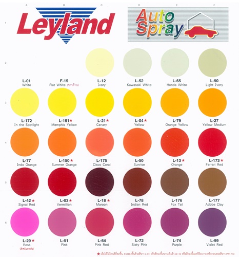 สีสเปรย์ leyland - ชาร์ตสีสเปรย์เลย์แลนด์ สีโทนร้อน